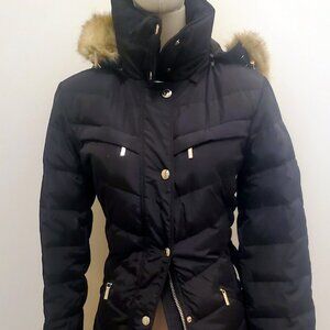 NWOT! Michael Kors Puffer Jacket, Sz S: Black, Belted, Down, Silver hardware